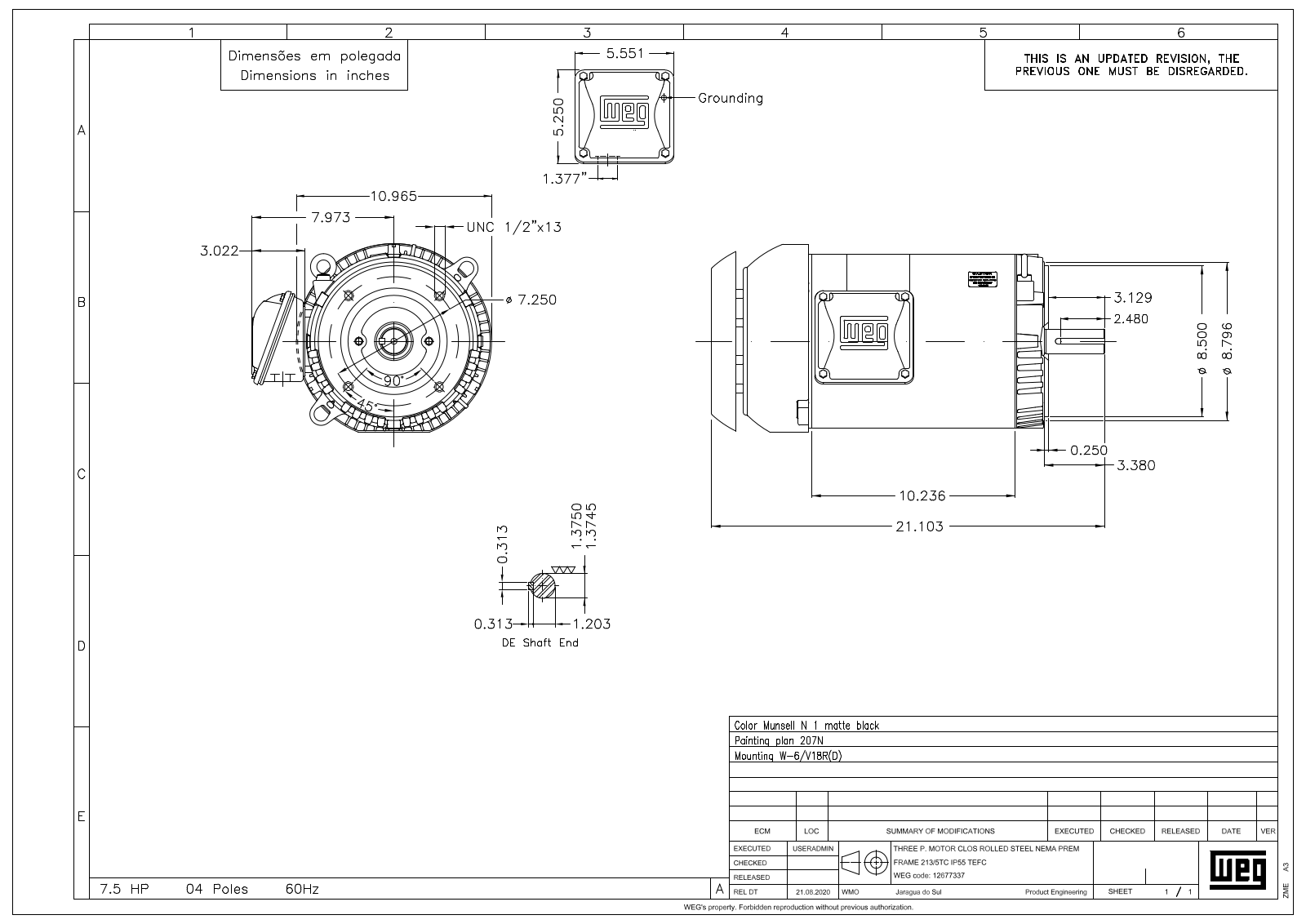 WEG Electric 00718ET3ER213TC-S Reference Drawing