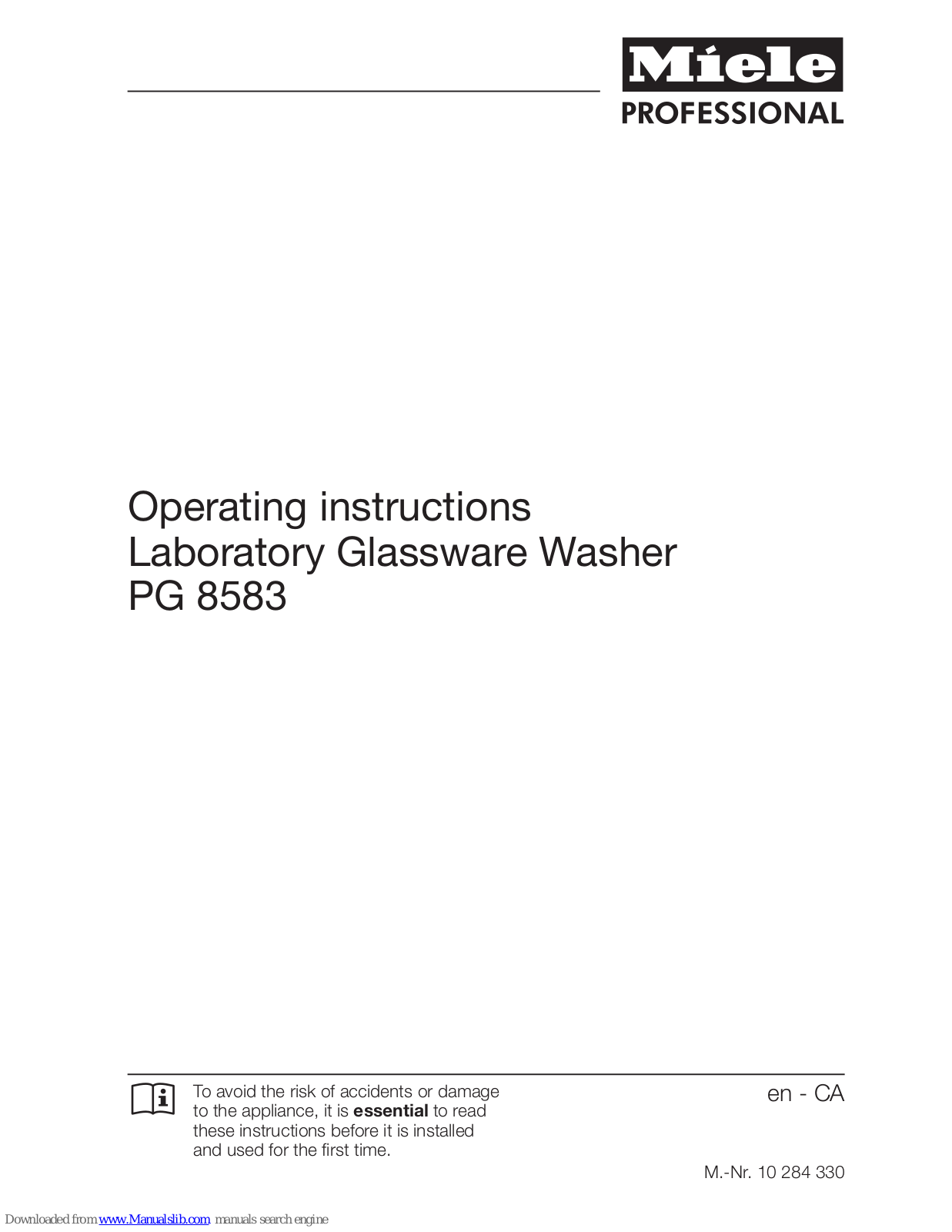 Miele professional PG 8583 Operating Instructions Manual