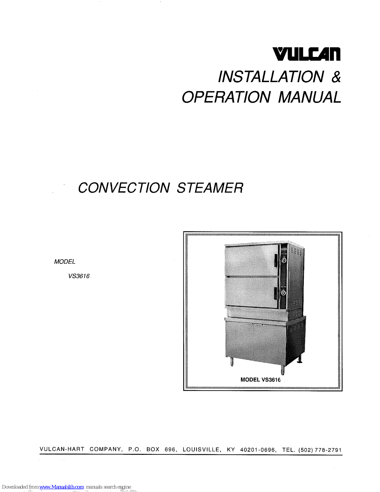 Vulcan-Hart VS3616 Installation & Operation Manual