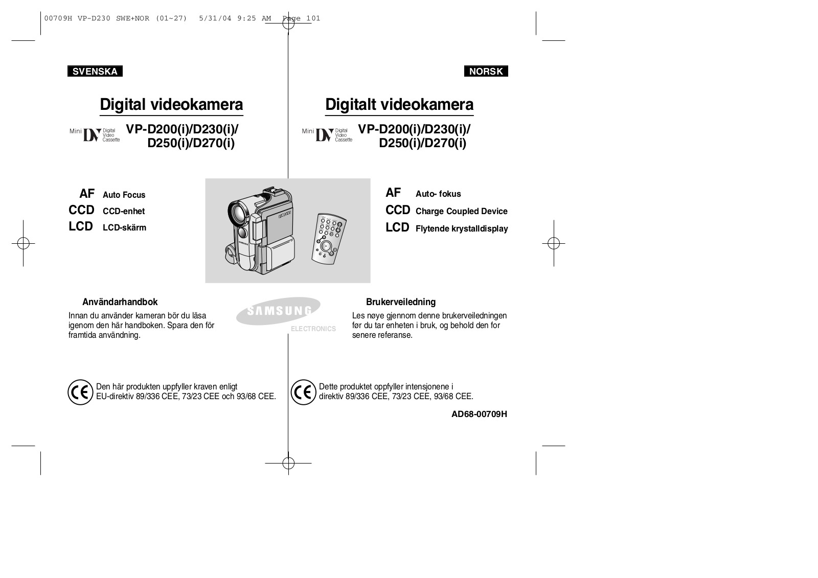 Samsung VP-D230, VP-D230I, VP-D250I User Manual