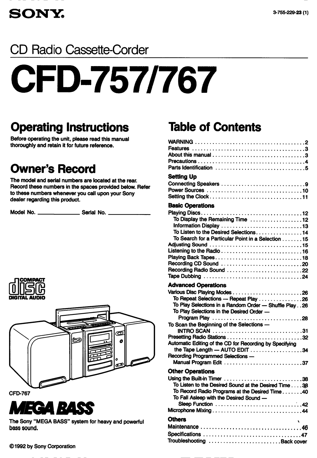 Sony CFD-757 User Manual