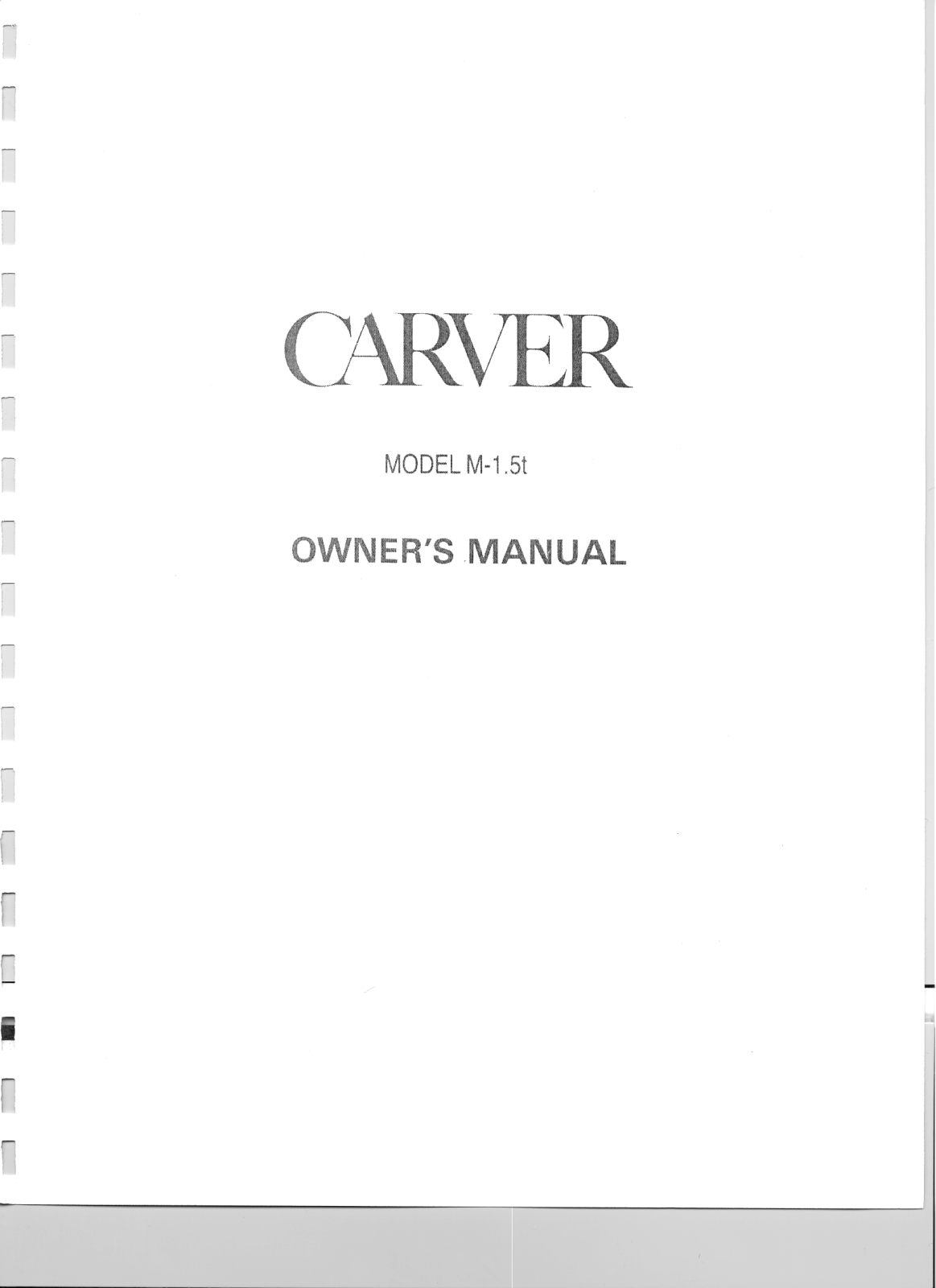 Carver M-1.5-T Owners manual