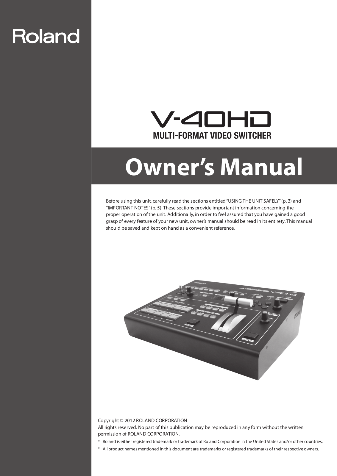 Roland V-40HD User manual