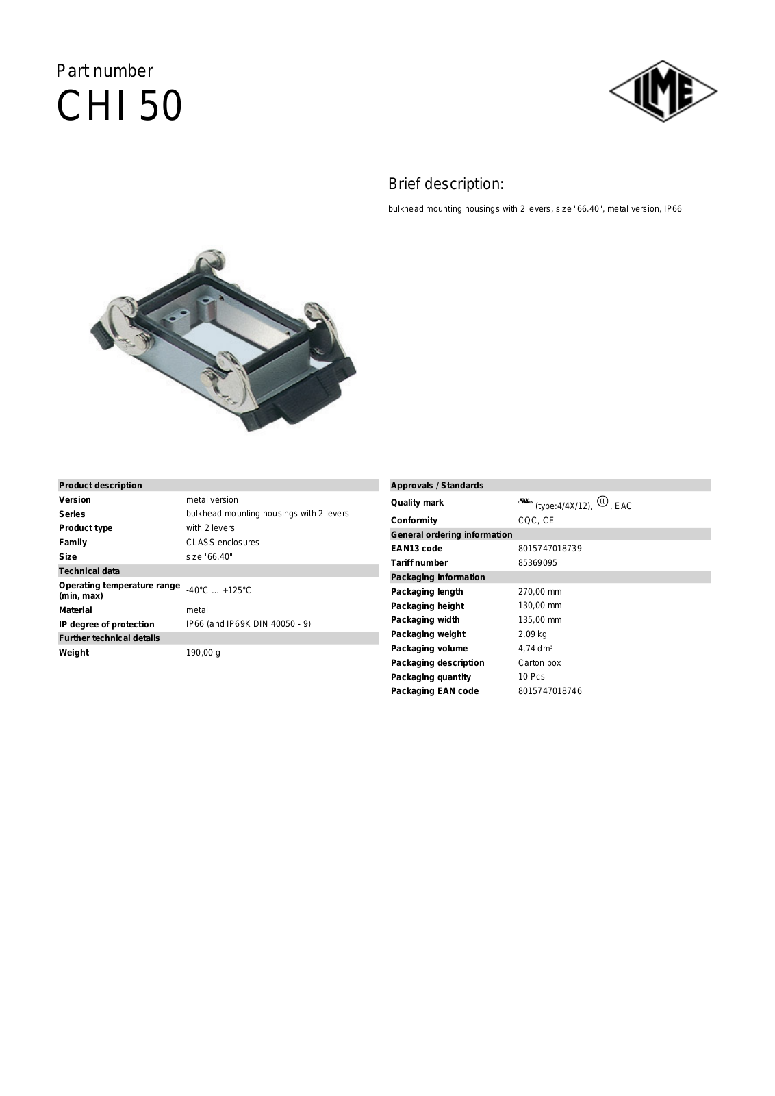 ILME CHI-50 Data Sheet