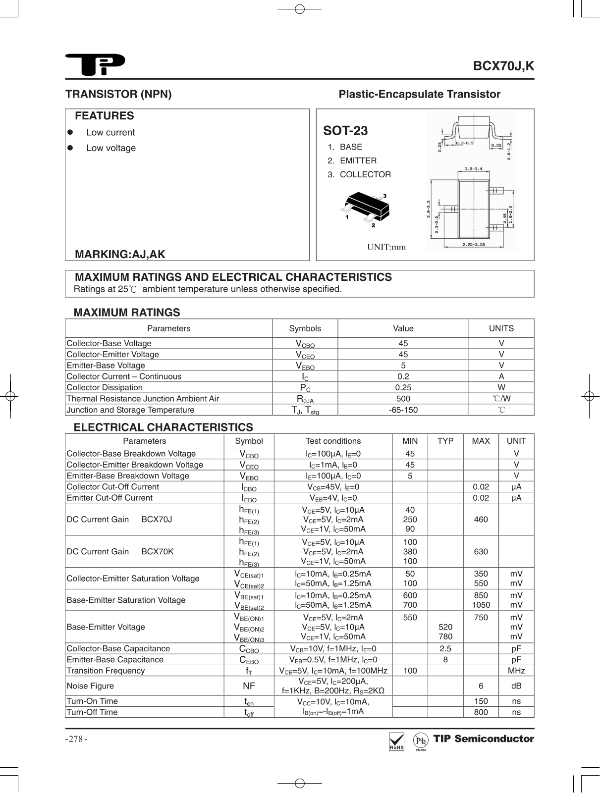 TIP BCX70J, BCX70K Schematic