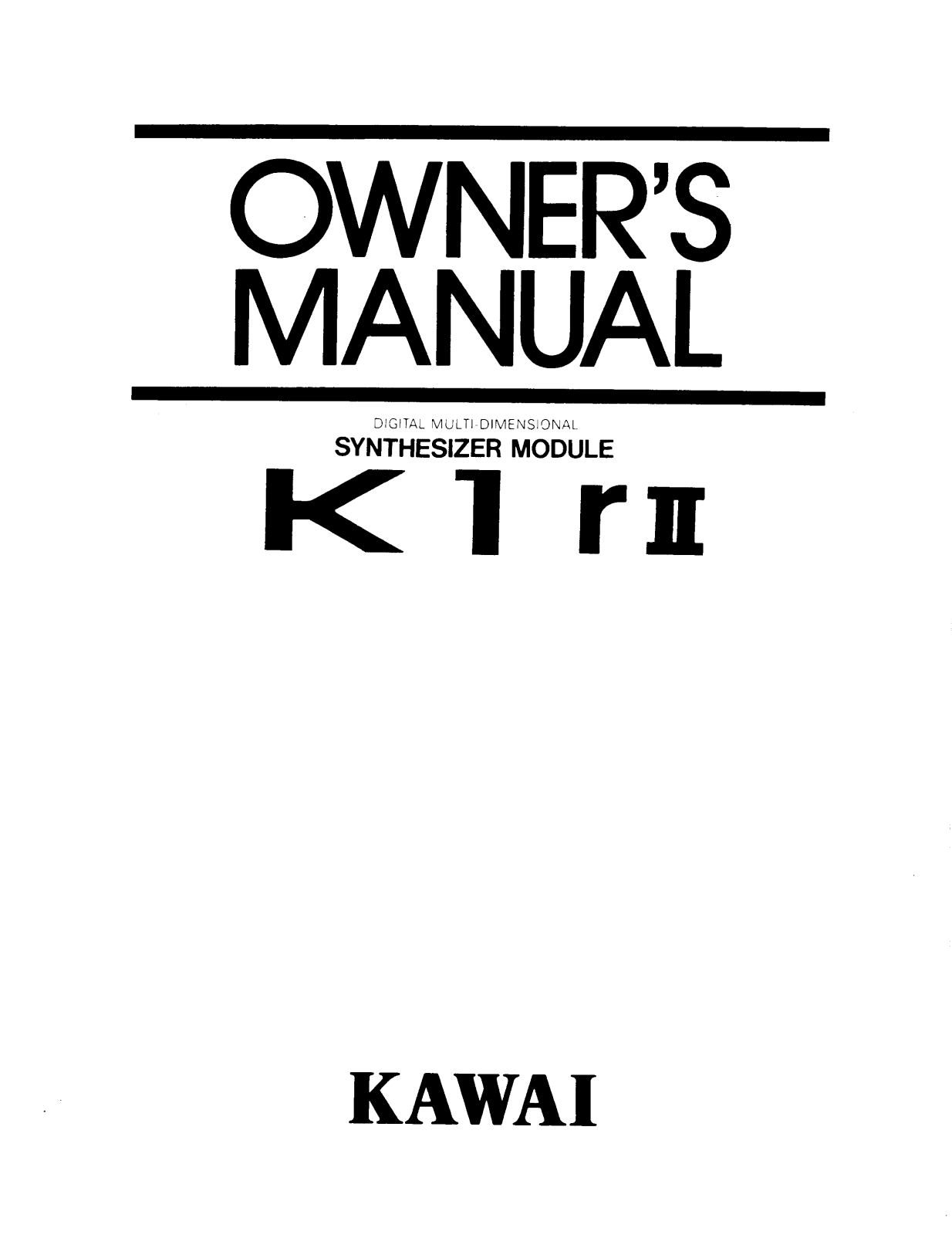 Kawai K1RII User Manual