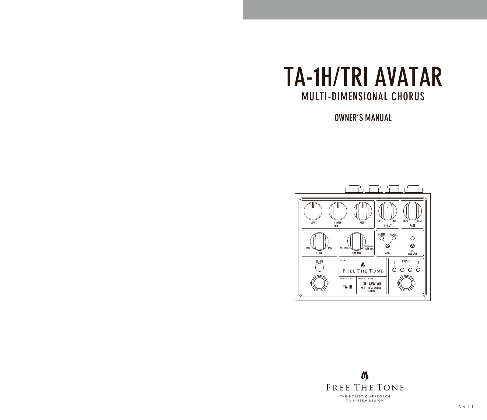 Free The Tone TRI AVATAR, TA-1H User Manual