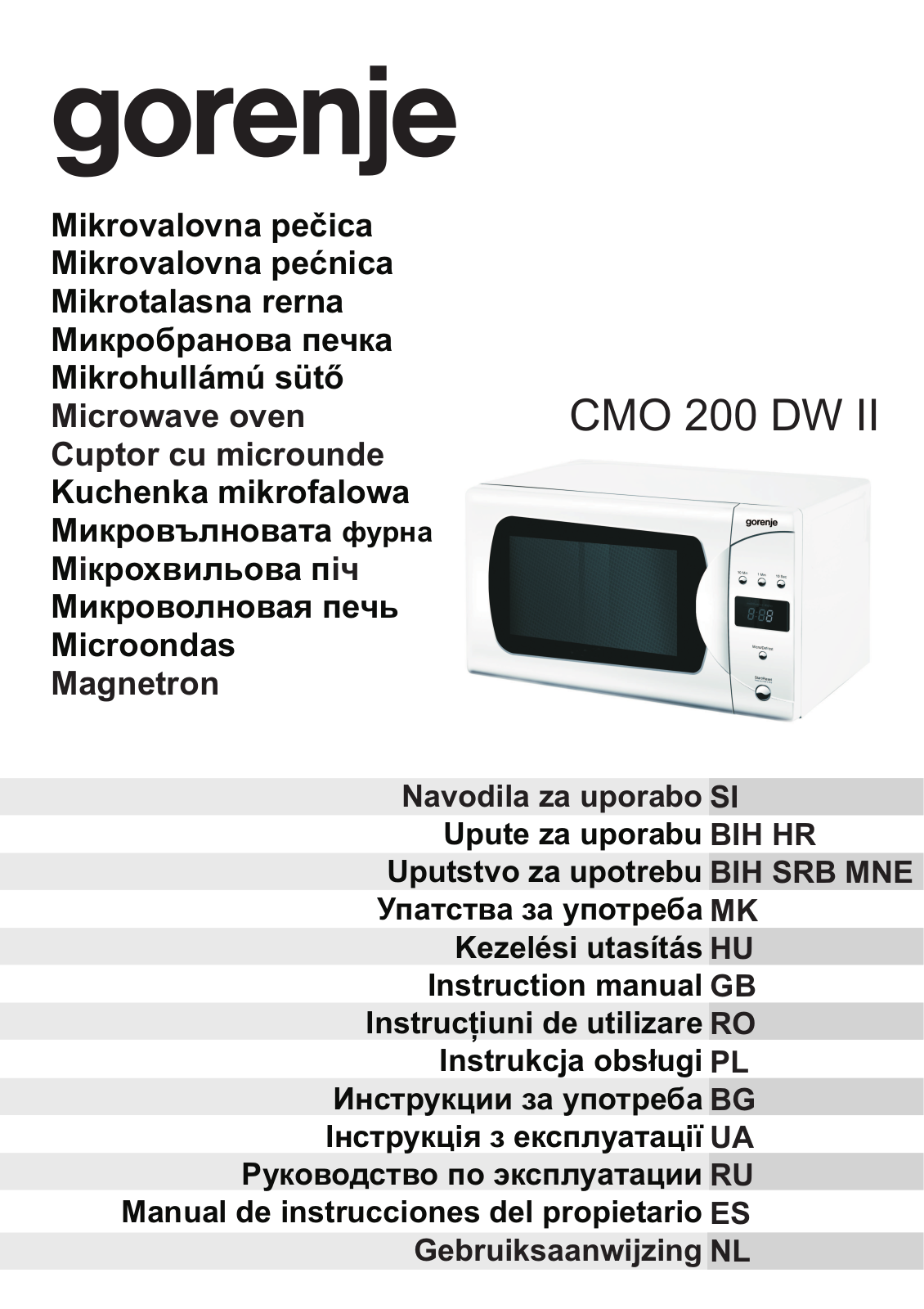 Gorenje CMO-200 DWII User Manual