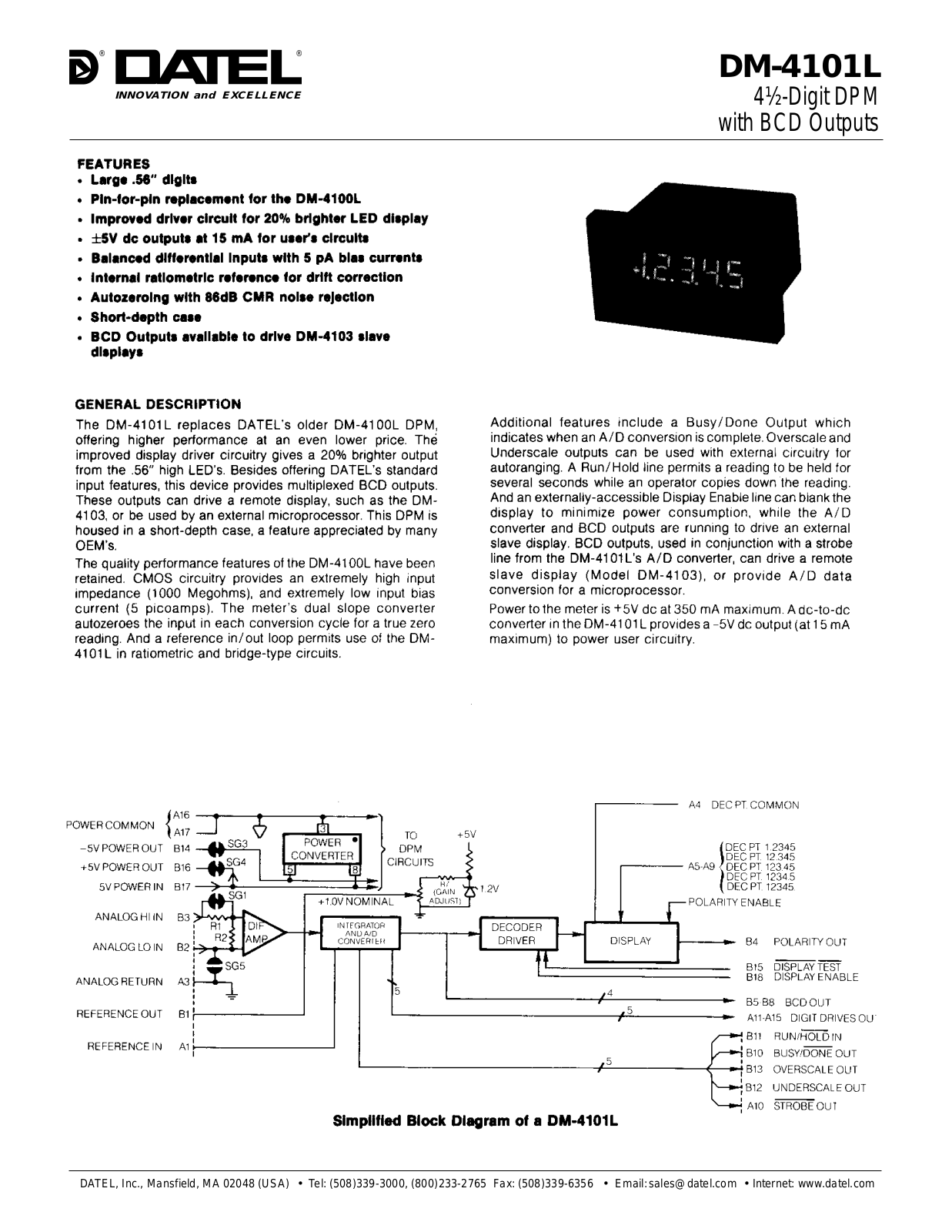 Datasheet DM-4101L Datasheet (DATEL) - ManualMachine.com