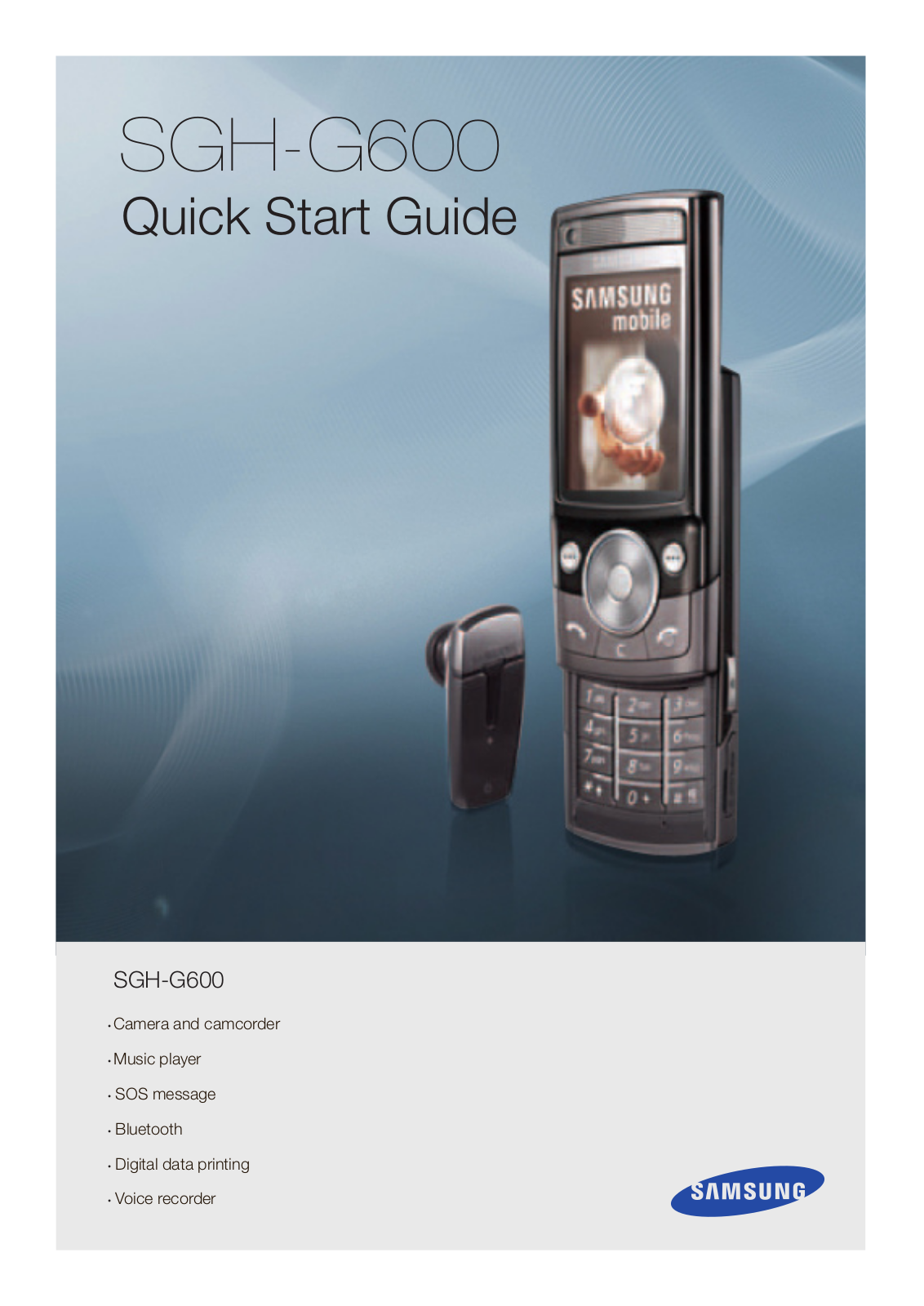 SAMSUNG SGH-G600G User Manual