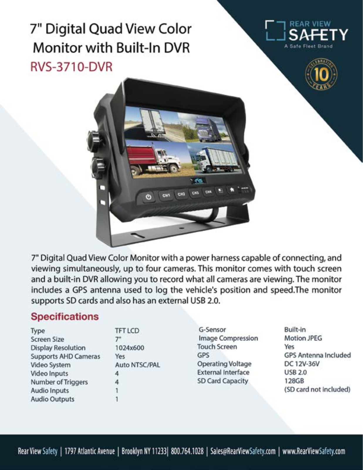 RVS Systems RVS-3710-DVR Specsheet