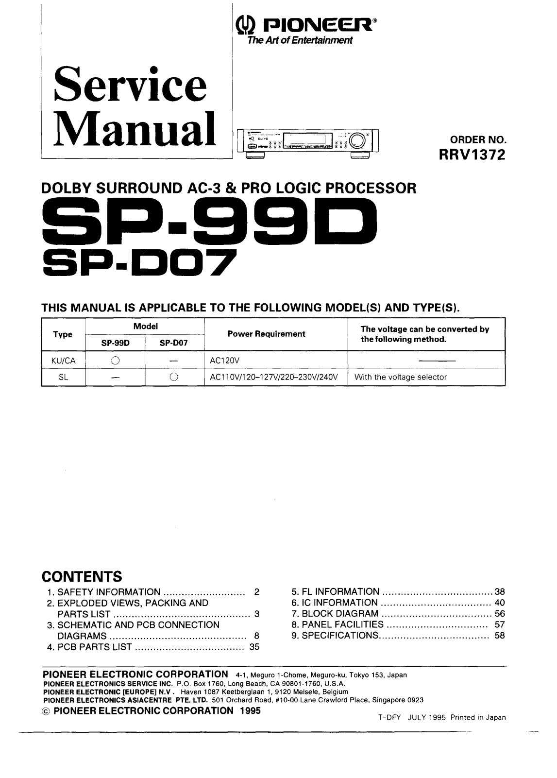 Pioneer SPD-07 Service manual