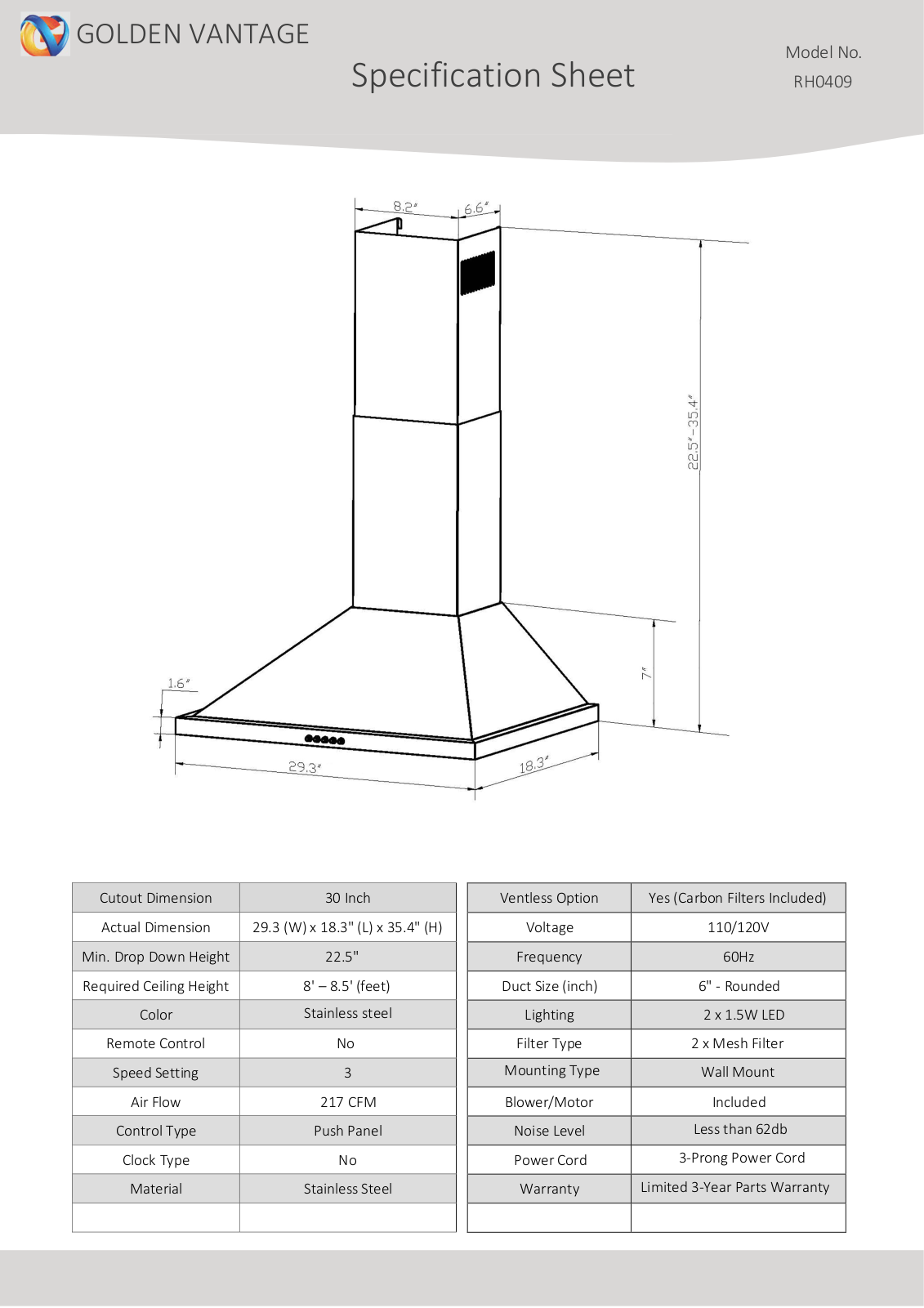 AKDY RH0409 Specifications