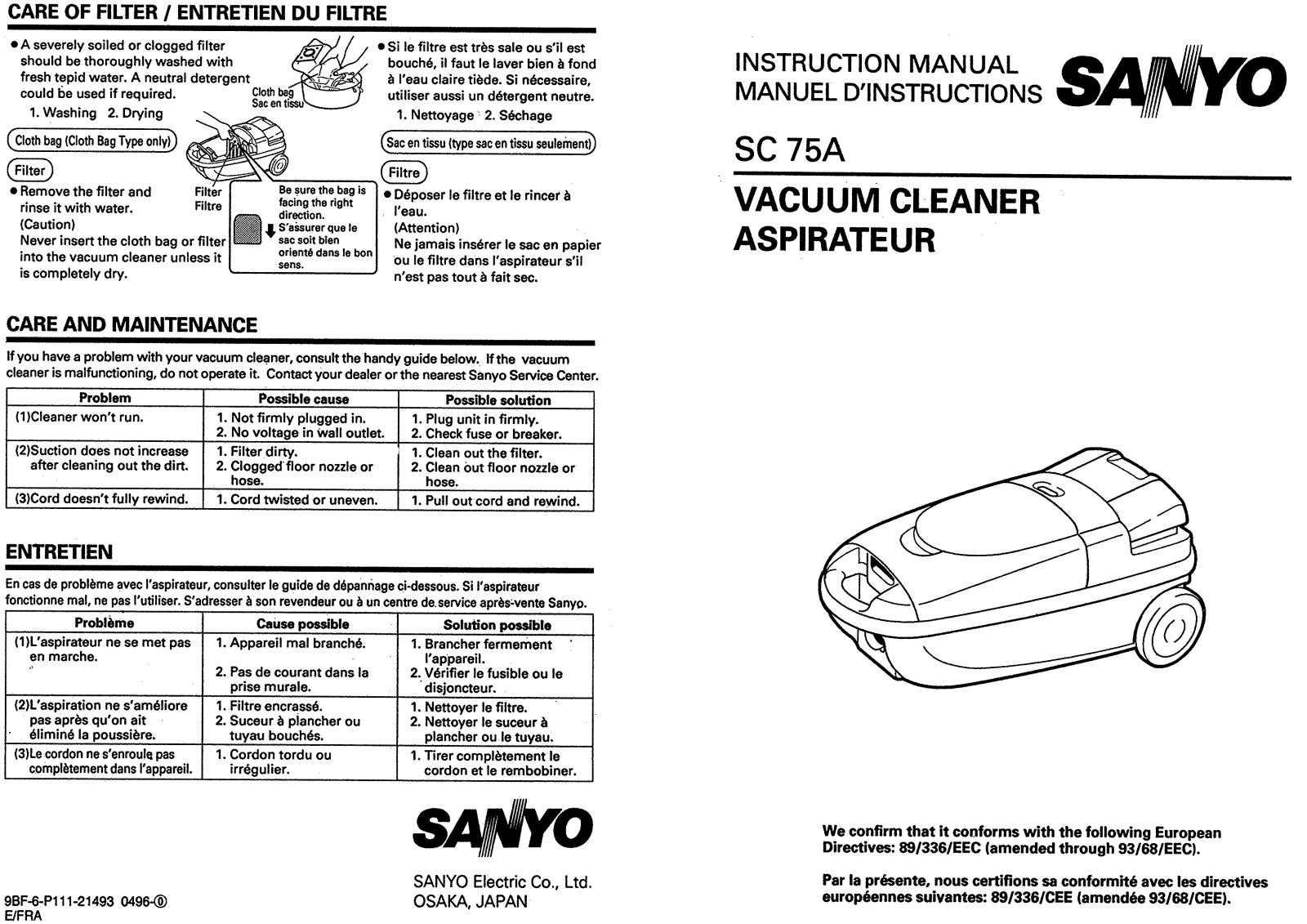 Sanyo SC-75A Instruction Manual