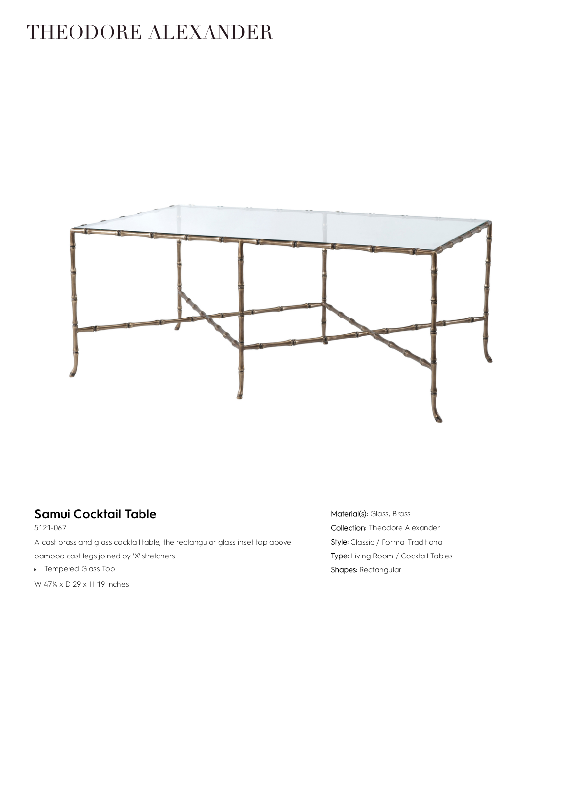 Theodore Alexander FPLJ1756 Specifications - ManualMachine.com