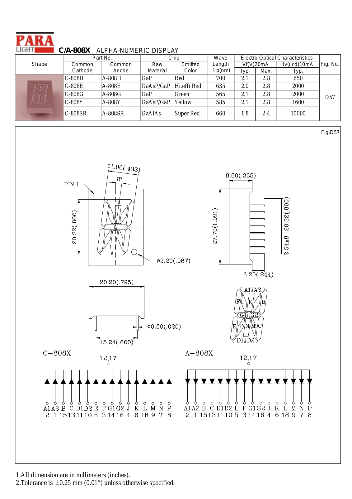 PARA C-808G, C-808E, C-808Y, C-808SR, C-808H Datasheet