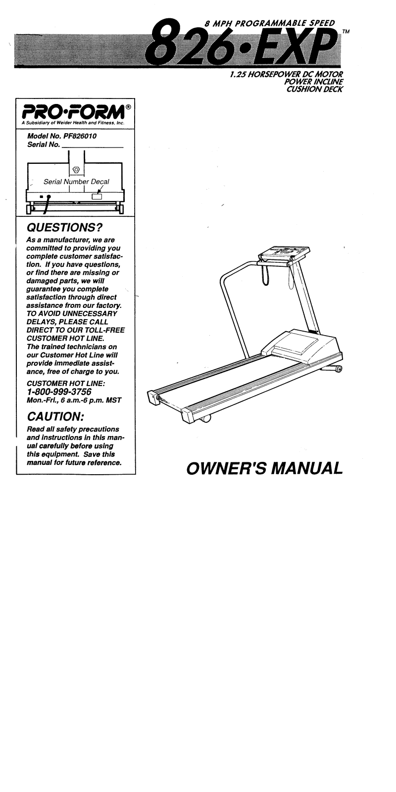 ProForm PF826010 User Manual