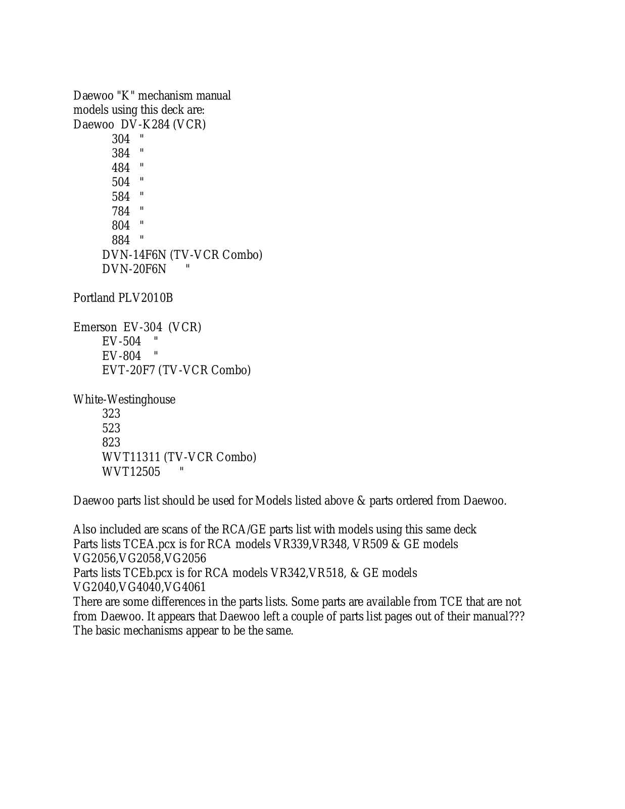 Daewoo K-Mecha Deck Service Manual