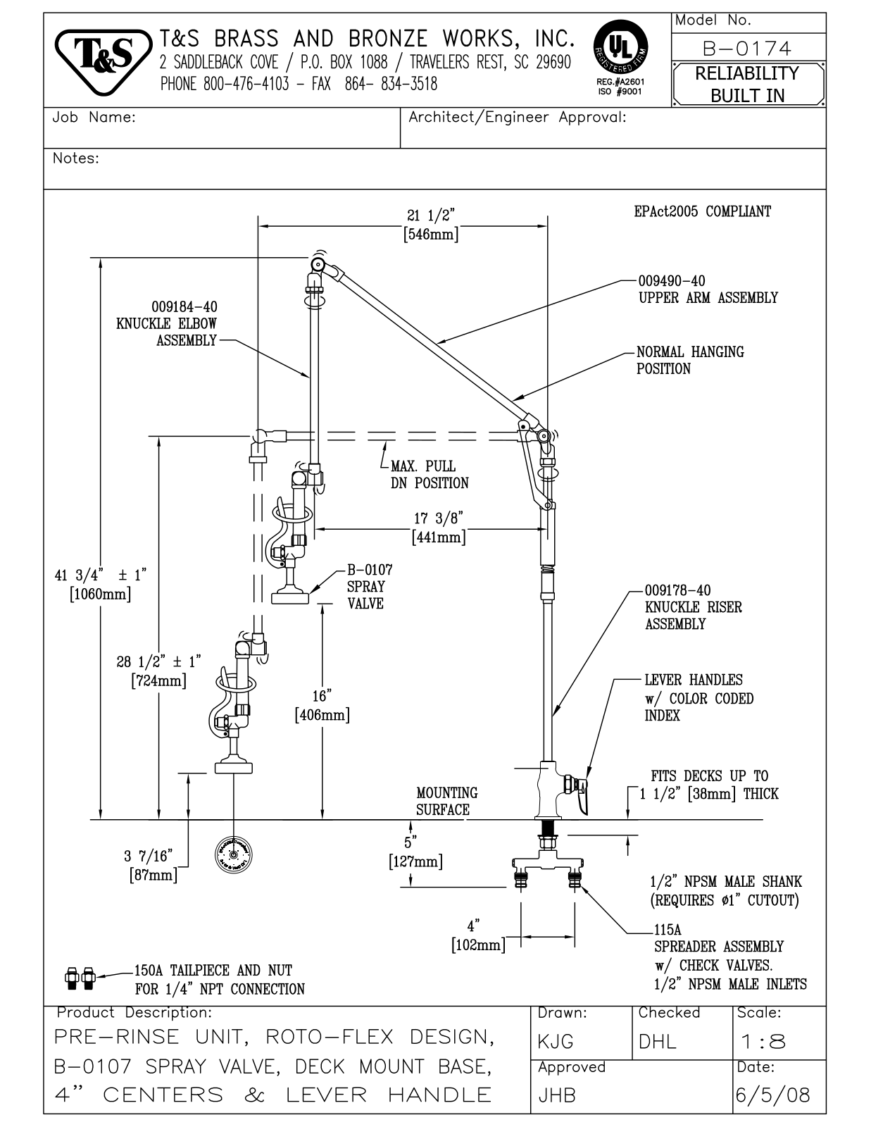 T&S Brass B-0174 User Manual