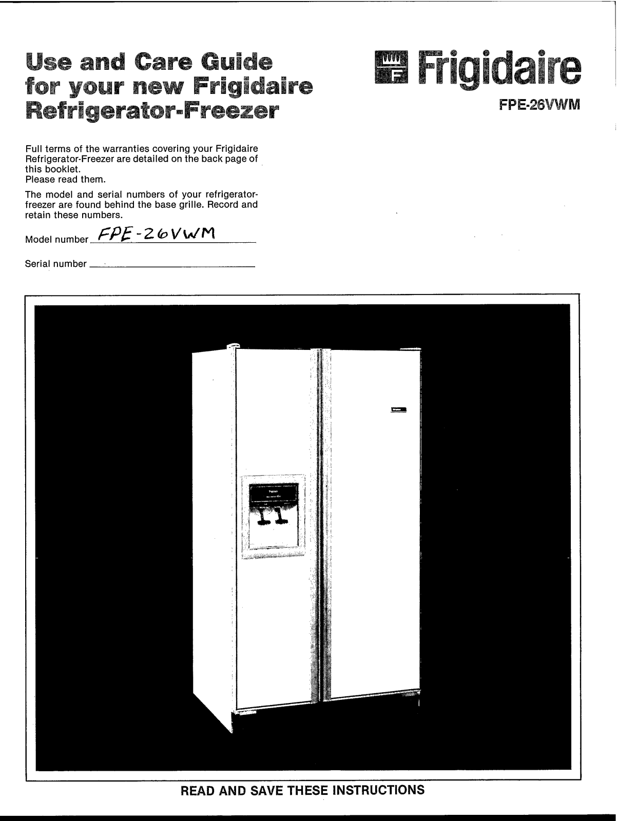 Frigidaire FPE-26VWM Owner's Guide