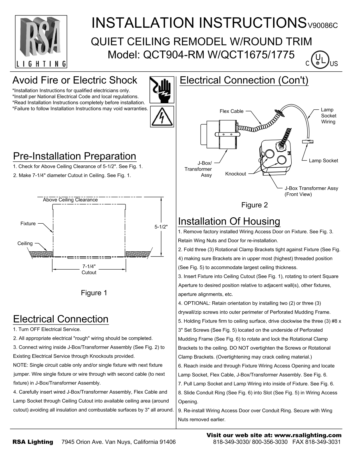 Cooper Lighting W-QCT1775, QCT904-RM, W-QCT1675 User Manual