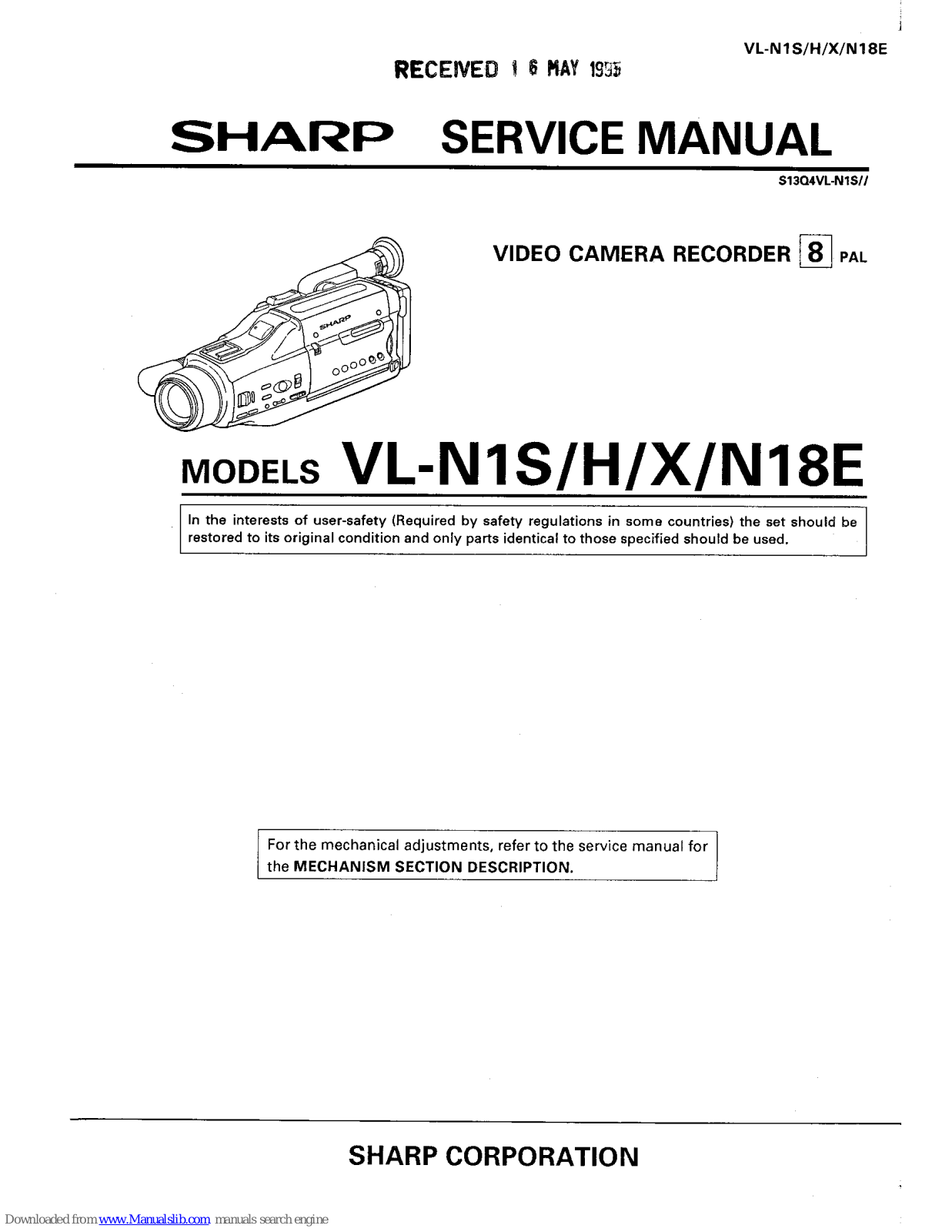 Sharp VL-N1S, VL-N18E, VL-N1H, VL-N1X Service Manual