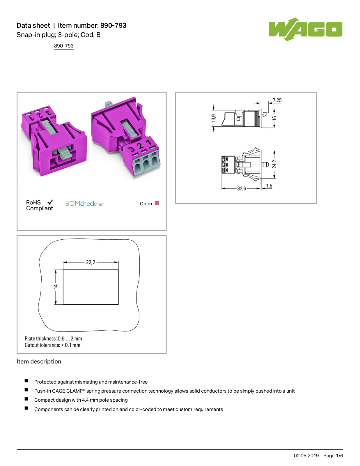 Wago 890-793 Data Sheet