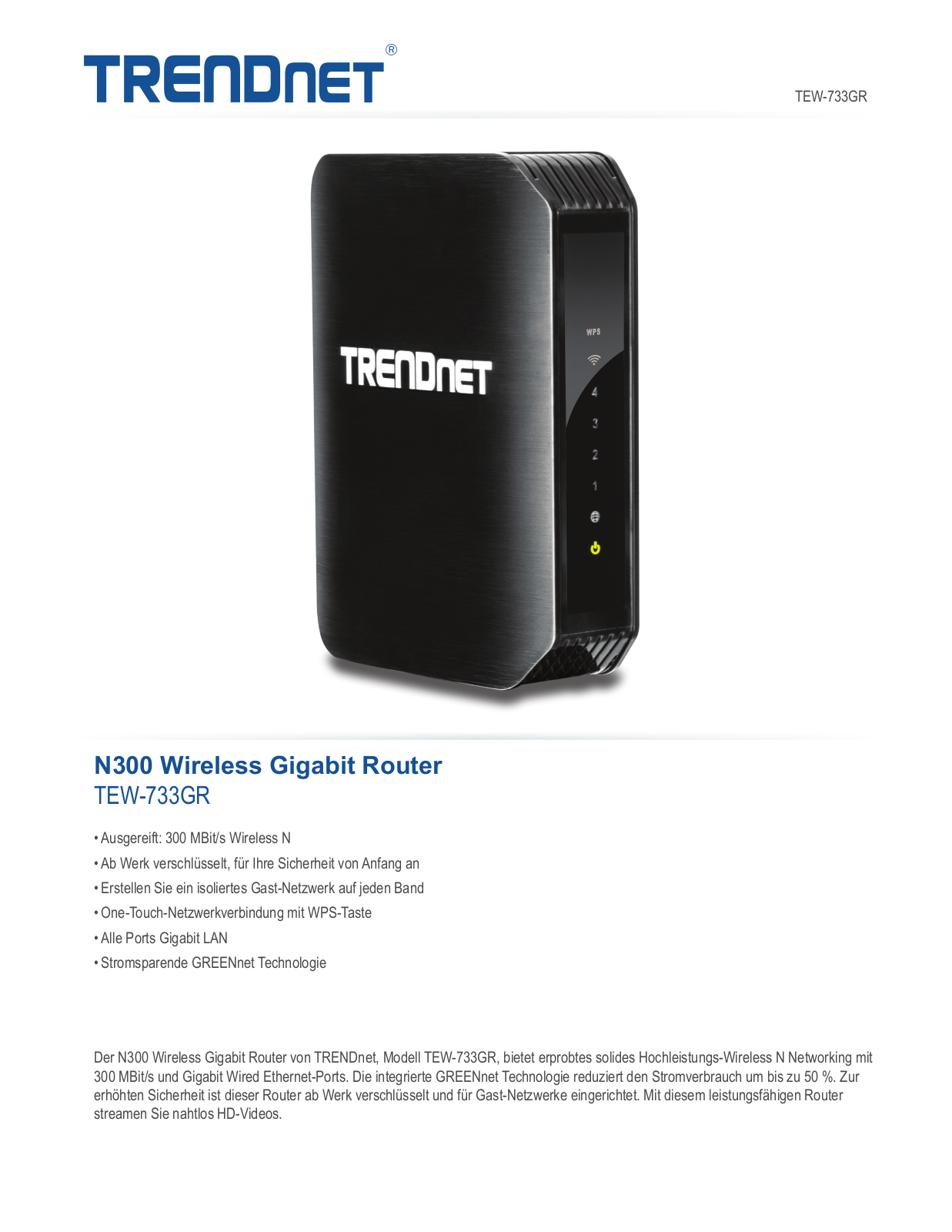 Trendnet TEW-733GR Datasheet