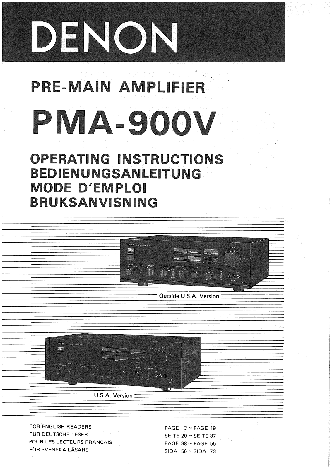Denon PMA-900V Owner's Manual