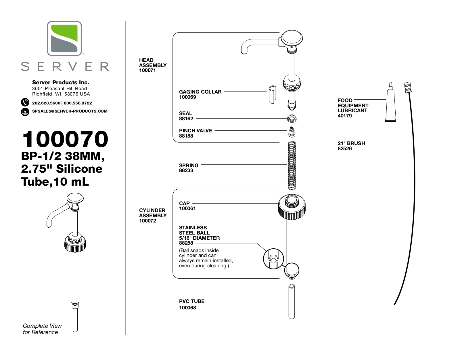 Server 100070 PARTS LIST