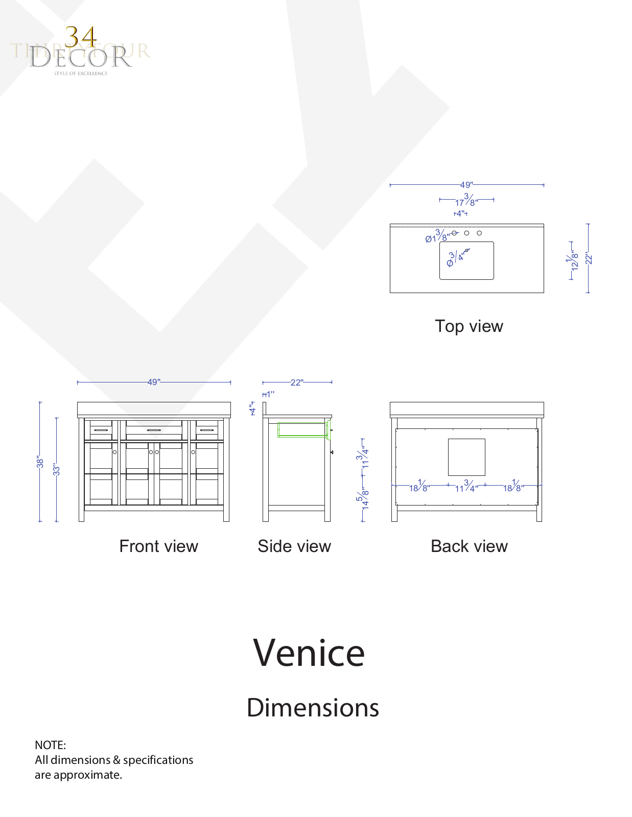 34 Decor DAOR1011 Dimensions - ManualMachine.com