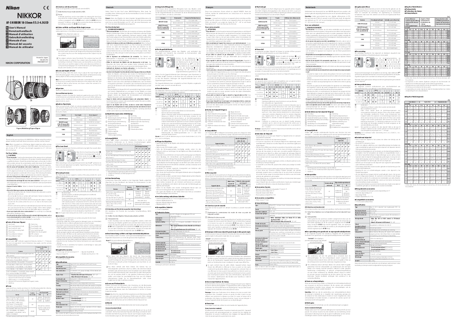 Nikon f-35-45D-ED-IF-AF User Manual