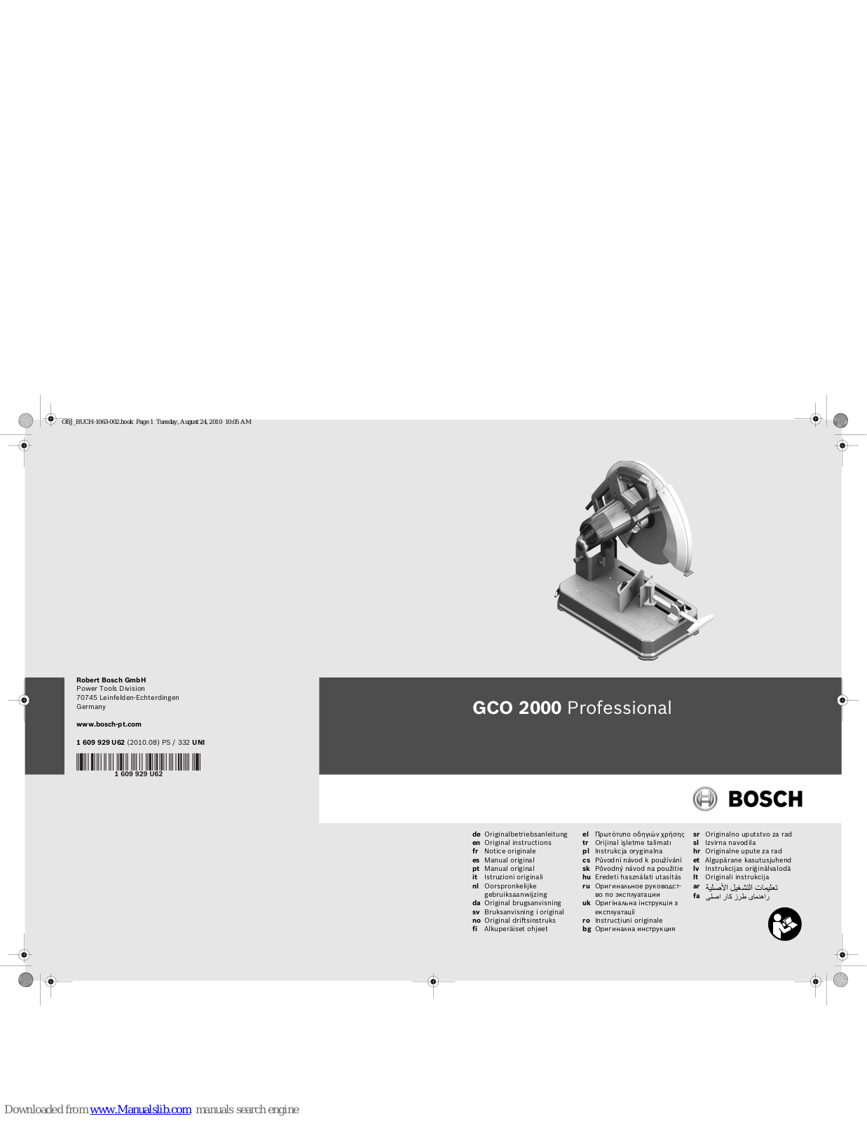 Bosch GCO 2000 Professiona Original Instructions Manual