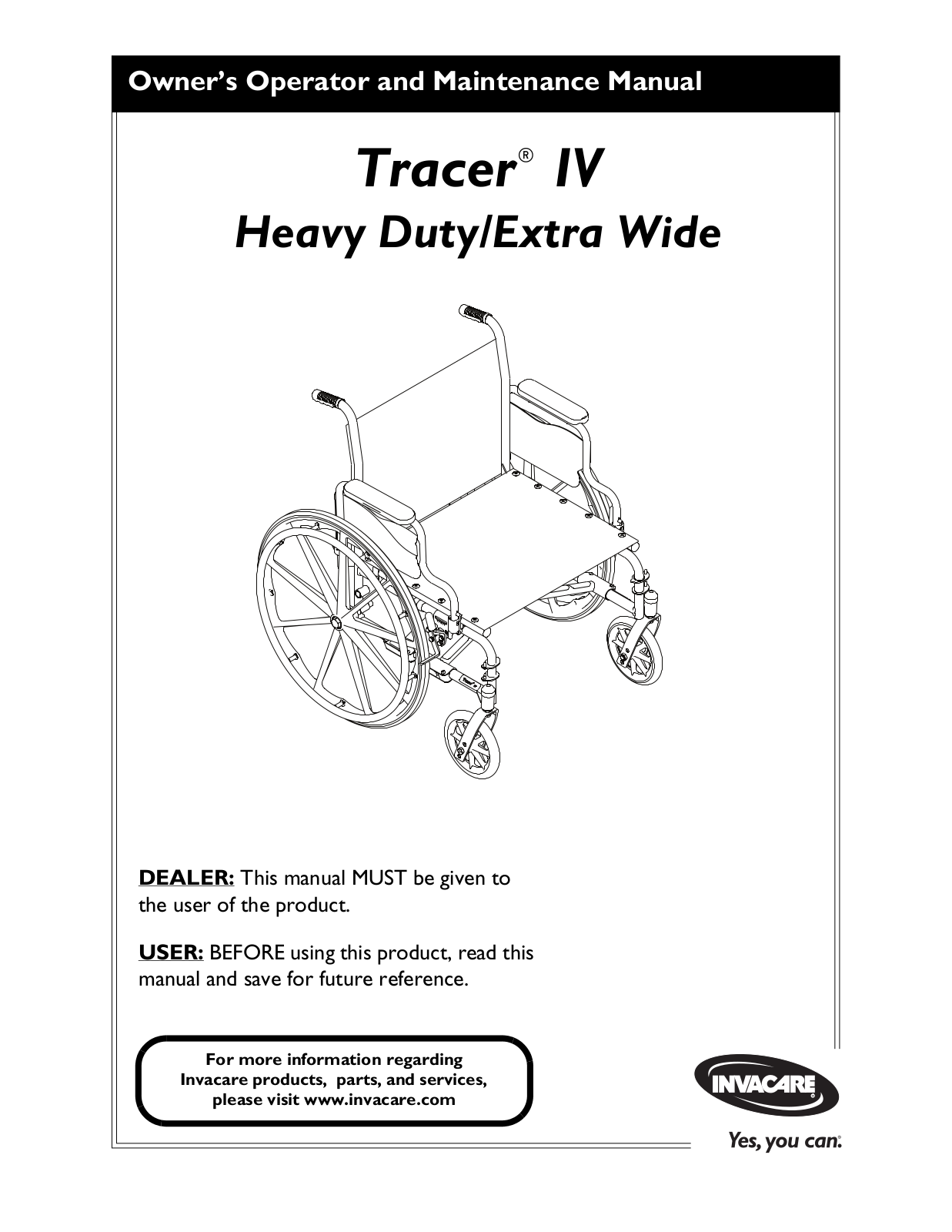 Invacare Tracer IV User Manual