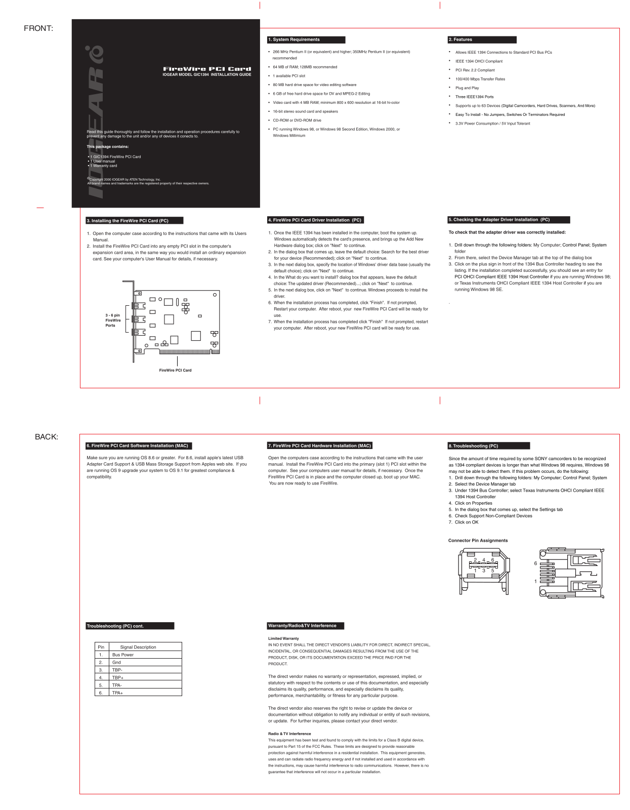 IOGear GIC1394 User Manual