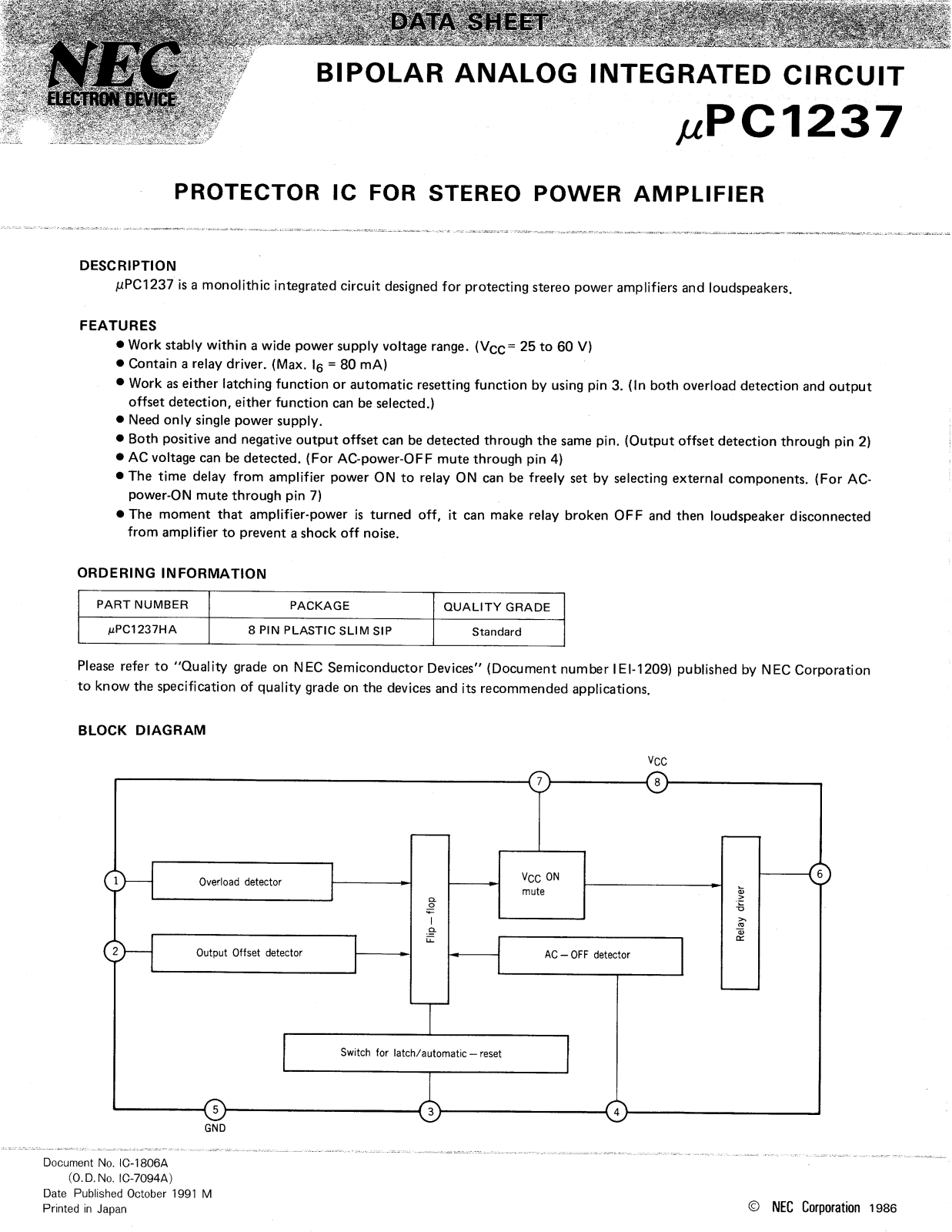 Philips upc1237 DATASHEETS