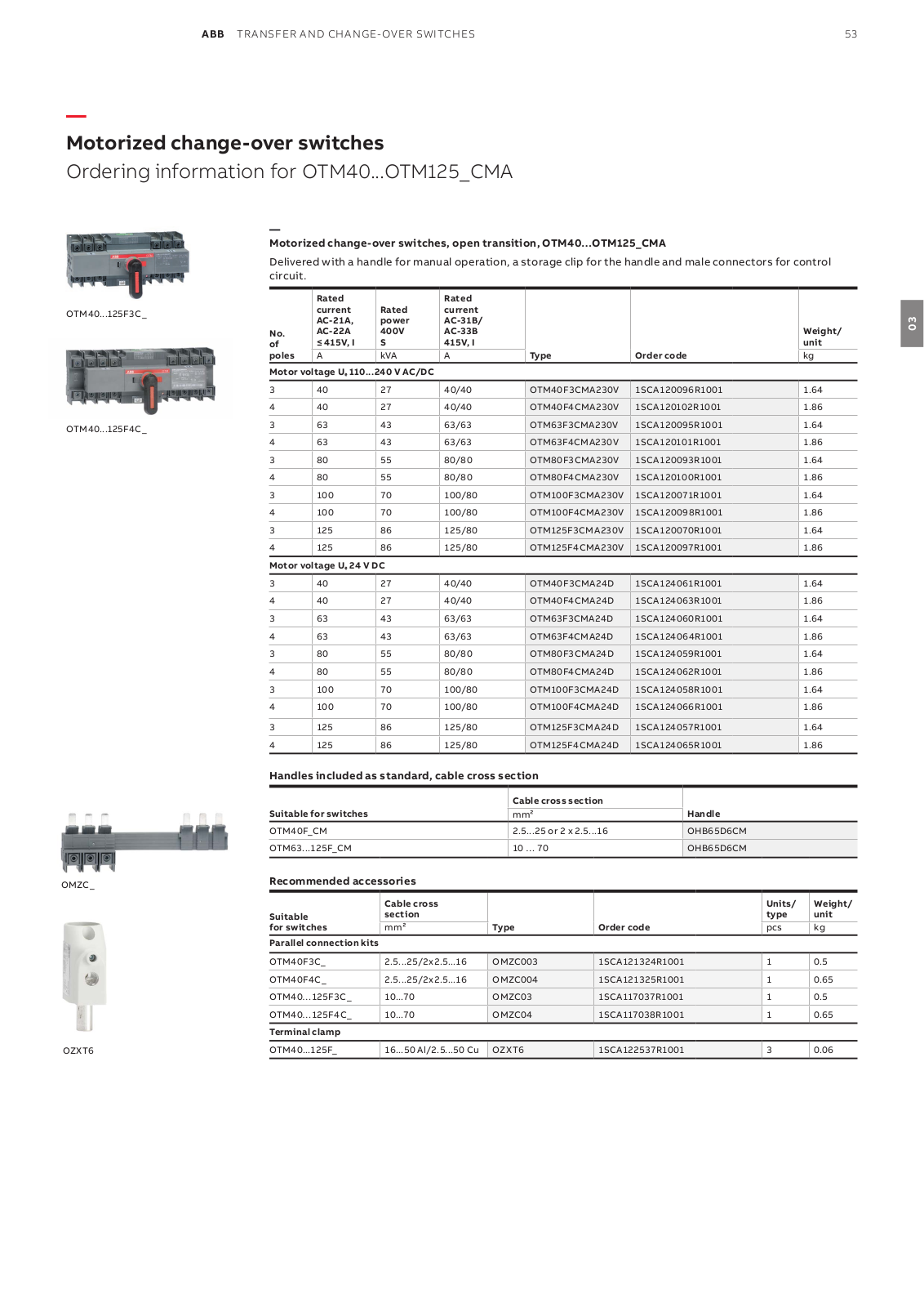 ABB Motorized change-over switches Catalog Page