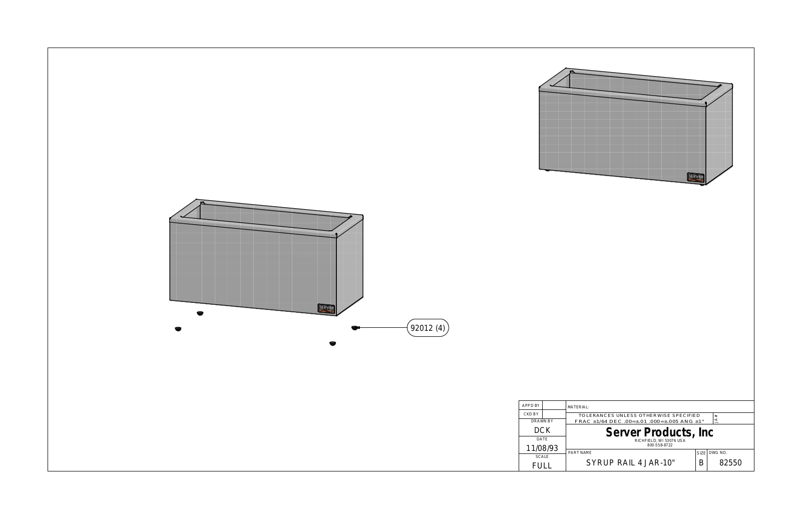 Server Products SR-4 80550 Parts List