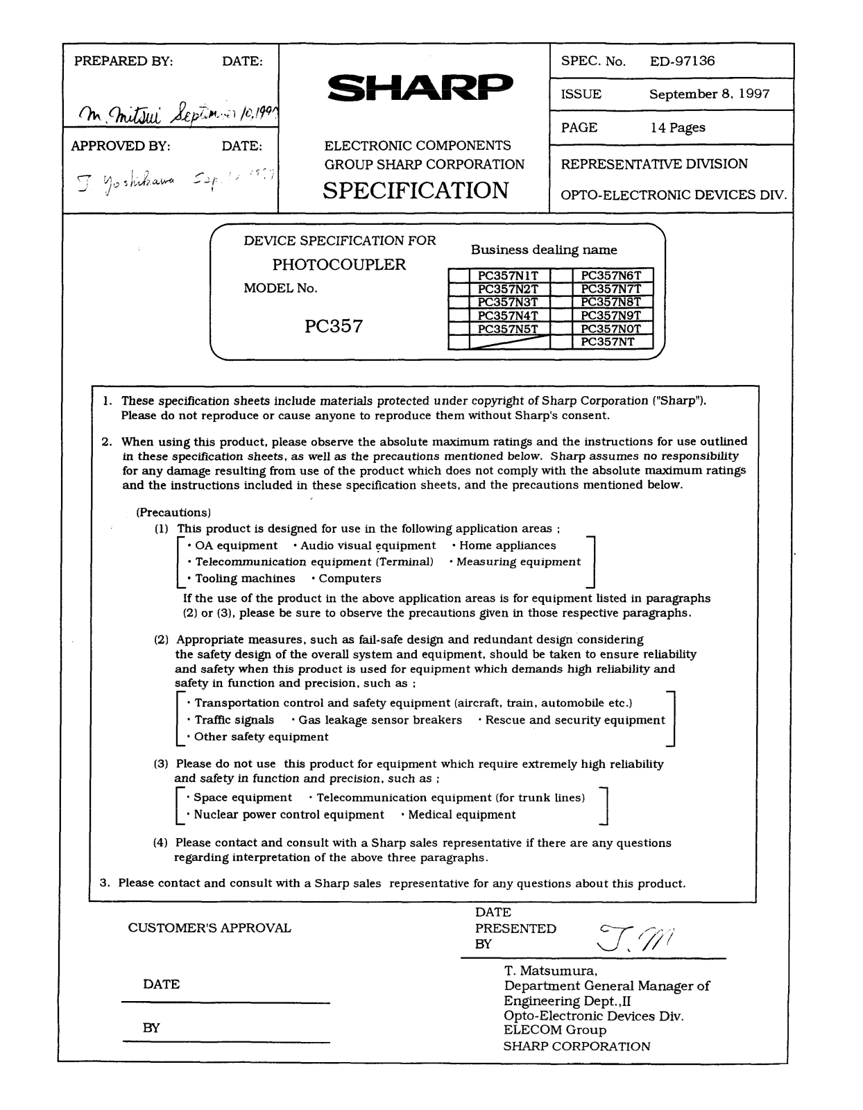 SHARP PC 357NJ0000F Datasheet - ManualMachine.com