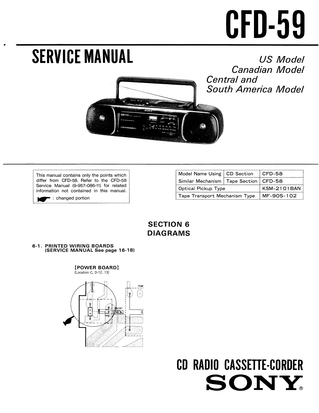 Sony CFD-59 Service manual