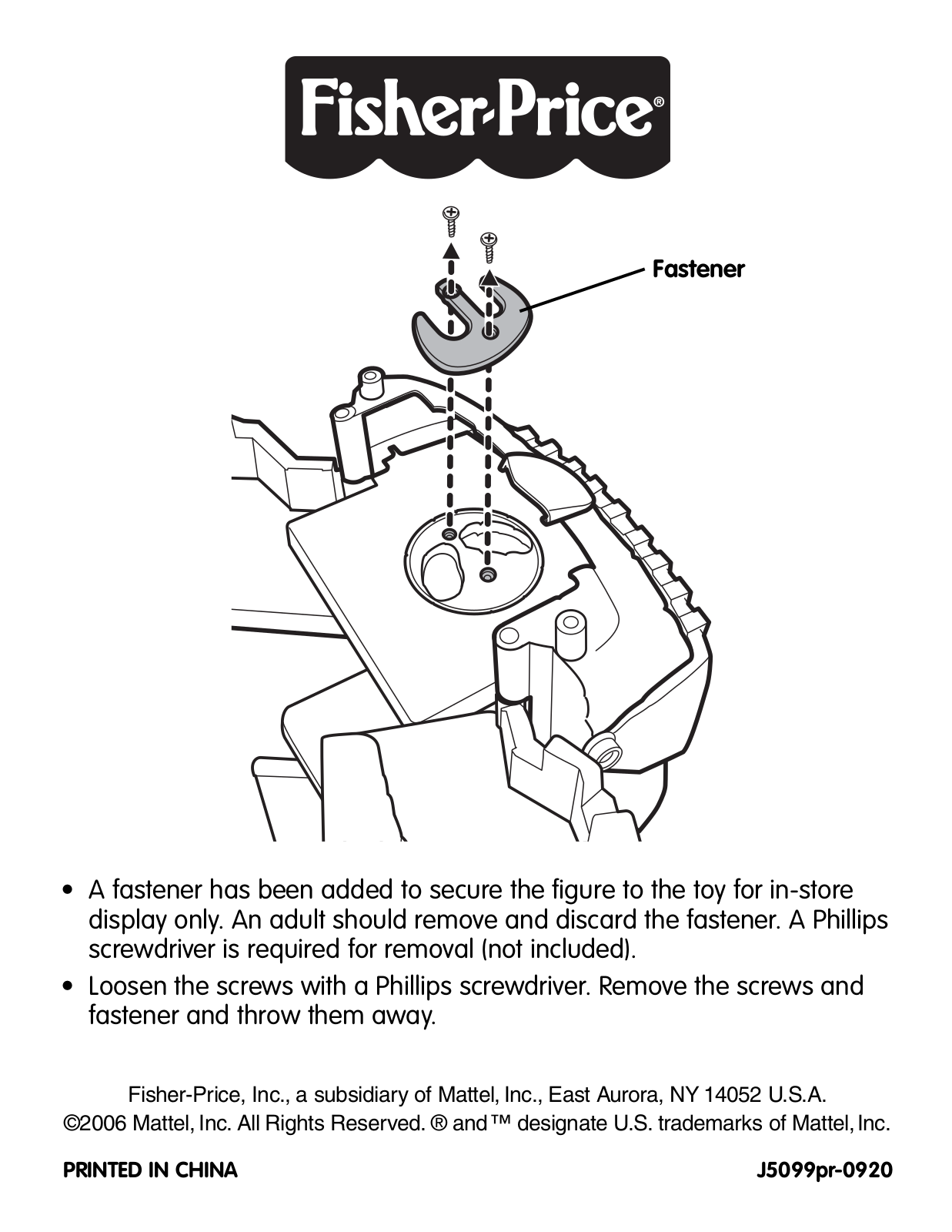 Fisher-Price J5099 Instruction Sheet