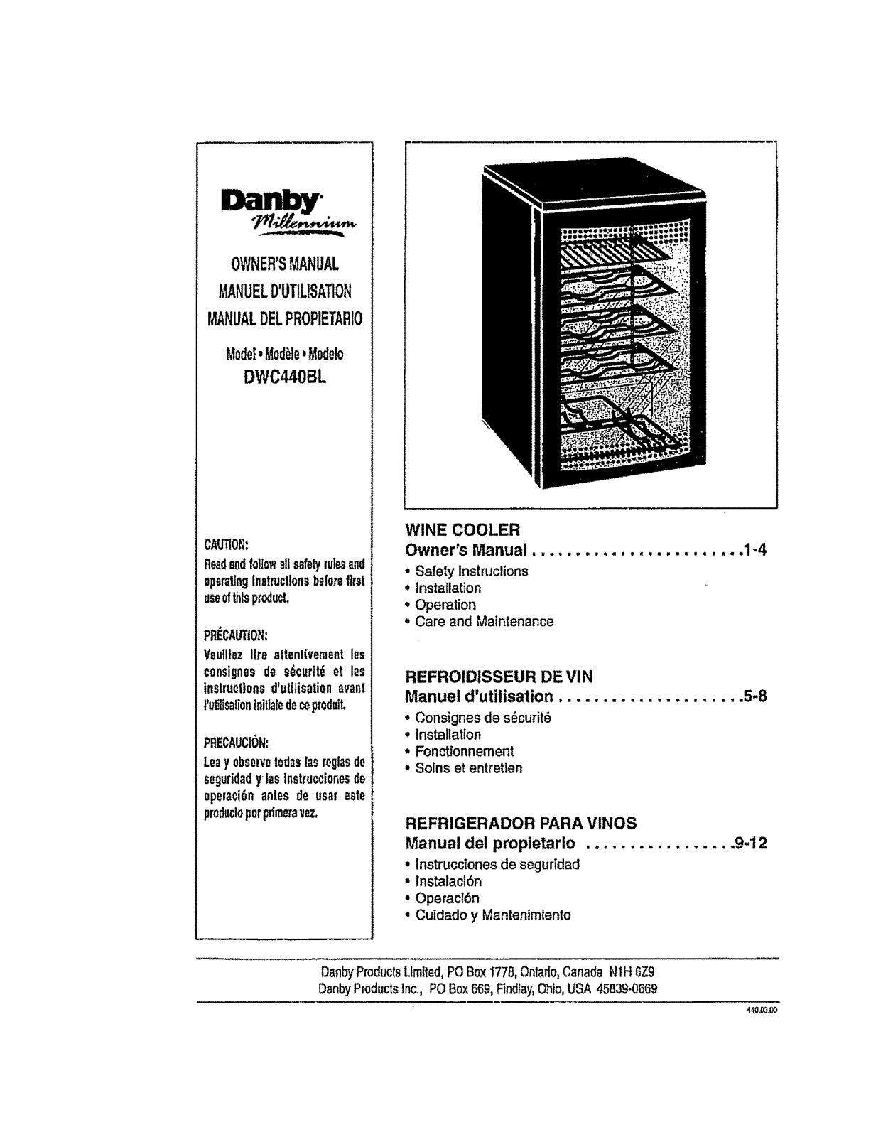 Danby DWC440BL Owner’s Manual