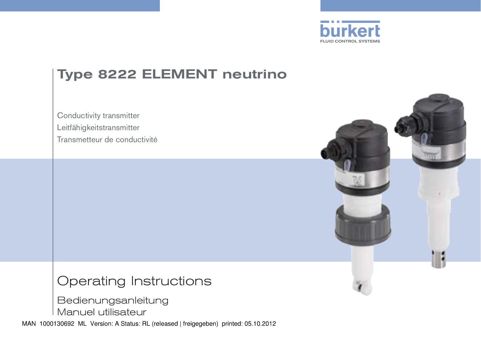 Burkert 8222 ELEMENT NEUTRINO Operating Instructions Manual