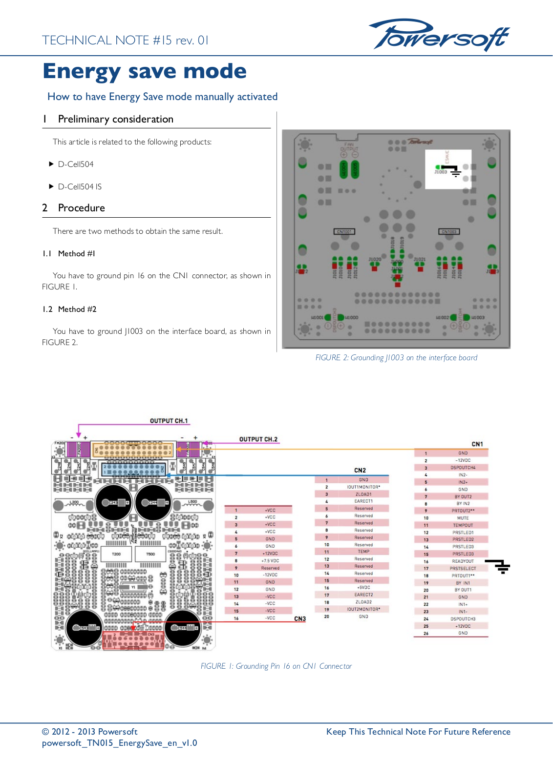 powersoft D-Cell504, D-Cell504 IS Technical Note - ManualMachine.com