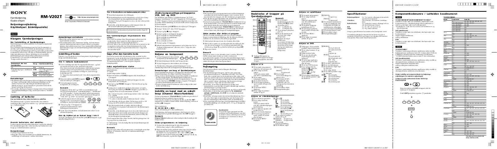 Sony RM-V202T User Manual