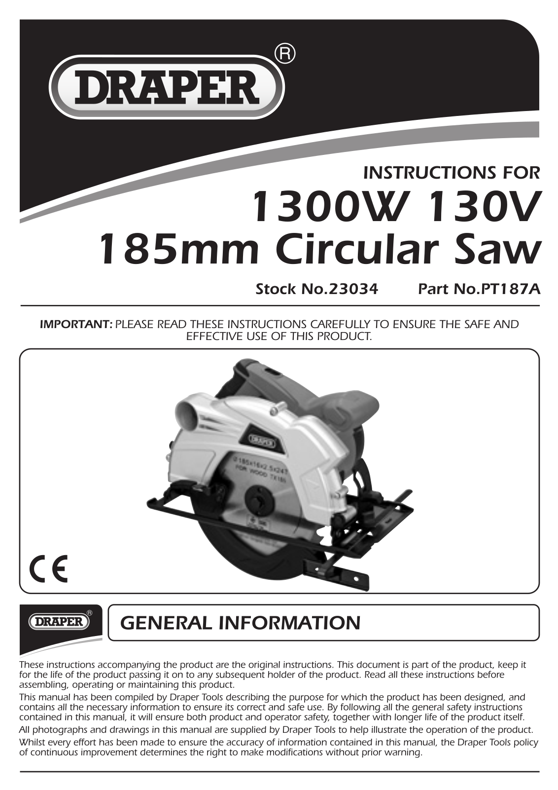 Draper Tools 23034, PT187A User Manual