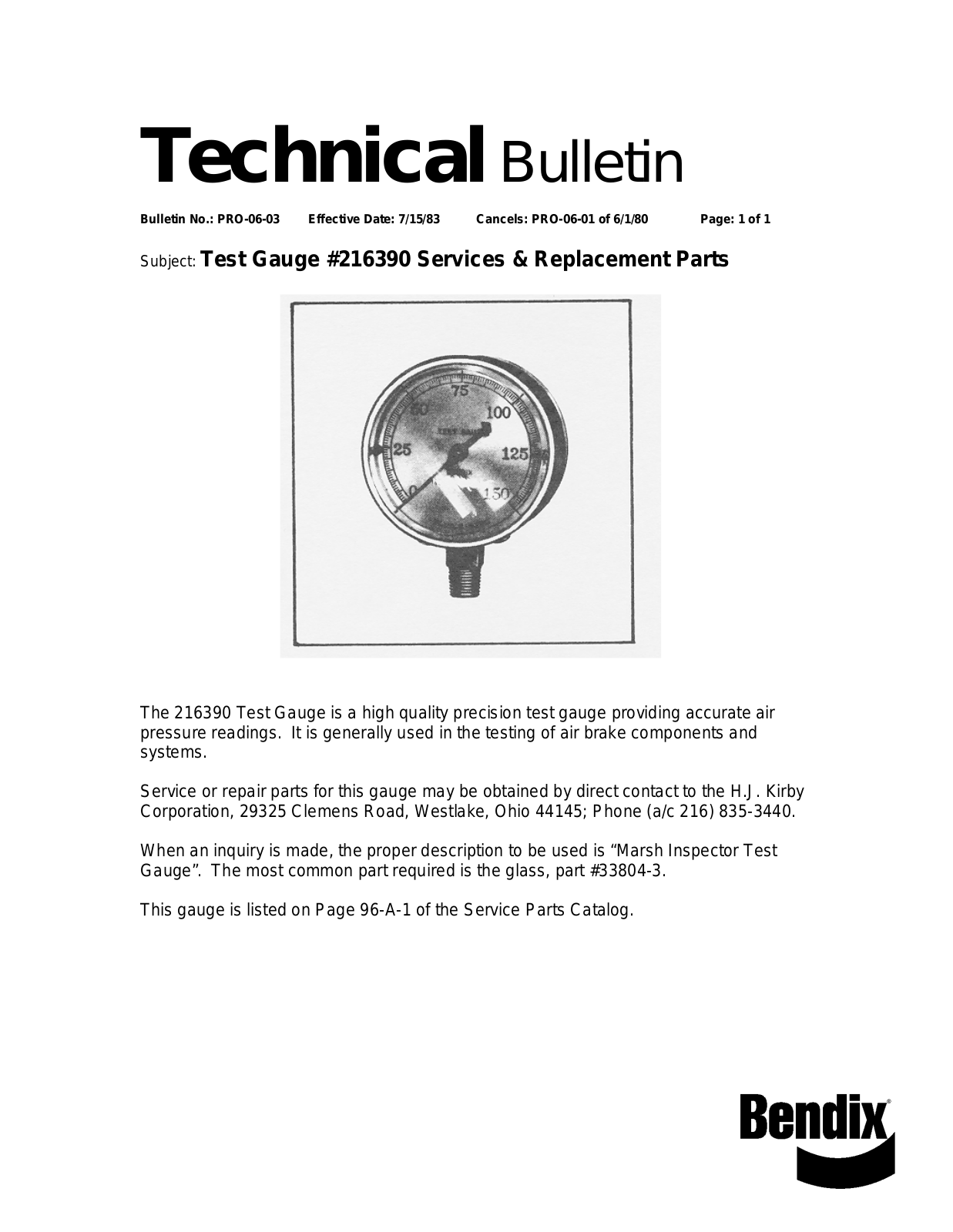 BENDIX TCH-006-003 User Manual