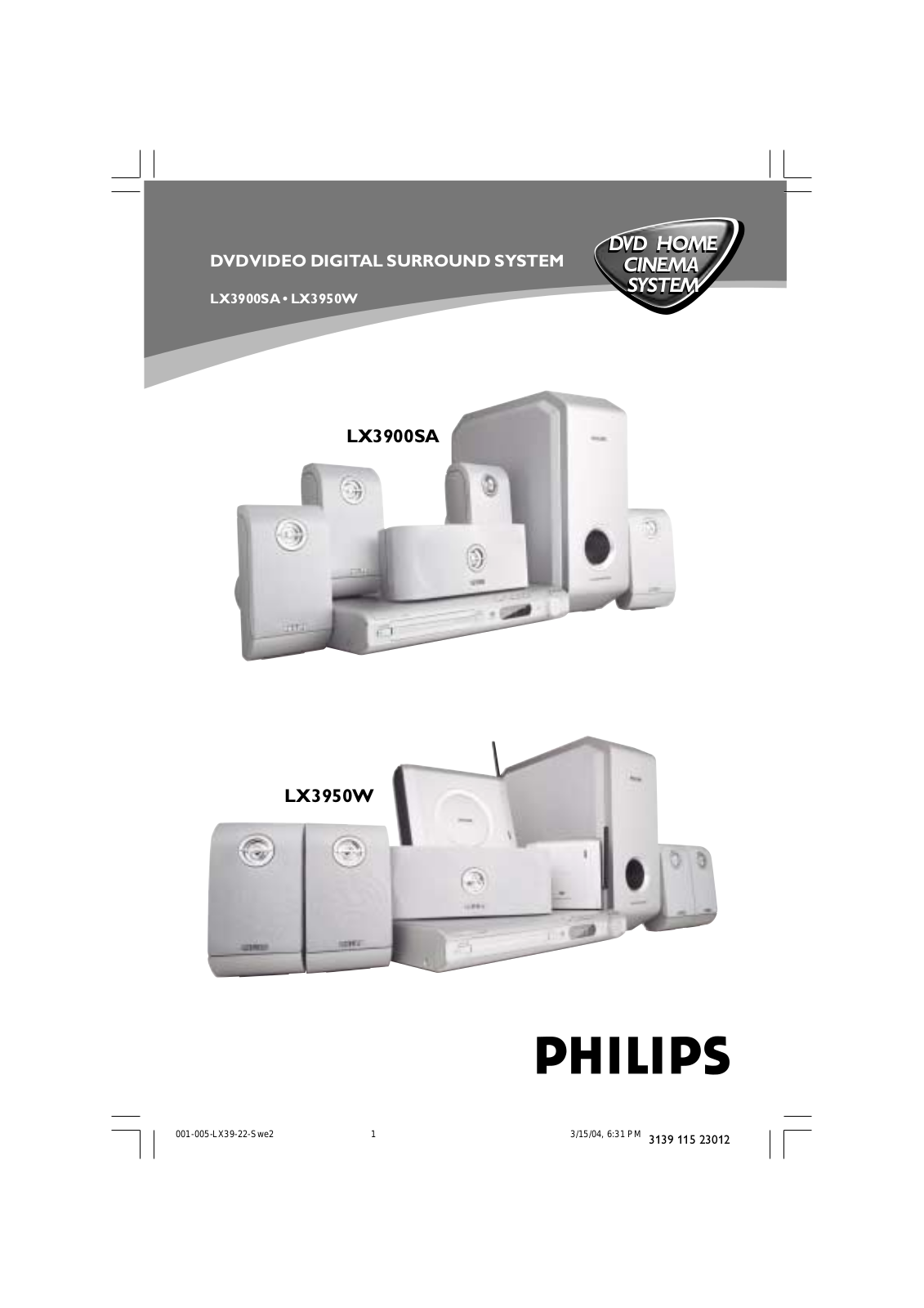 PHILIPS LX3950W User Manual