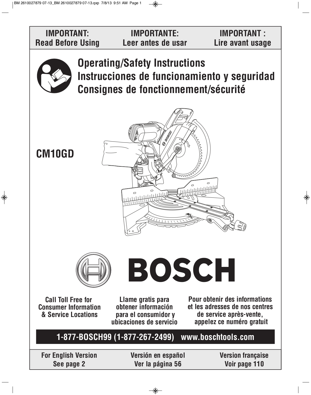 Bosch Power Tools CM10GD User Manual