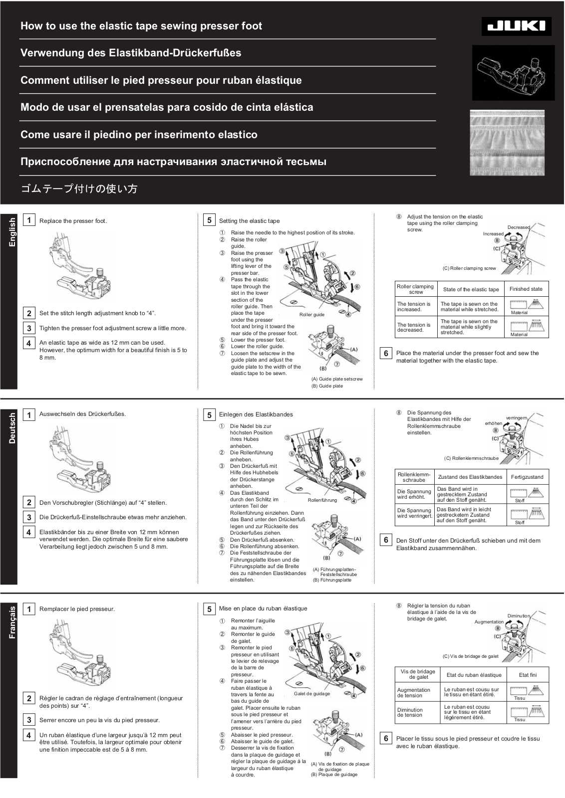 JUKI PRESSER FOOT User Manual